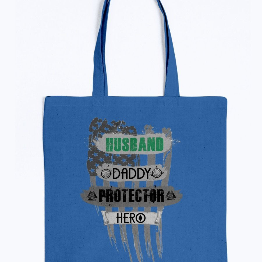 Husband - Daddy - Protector - Hero Tote - Green / Black USA