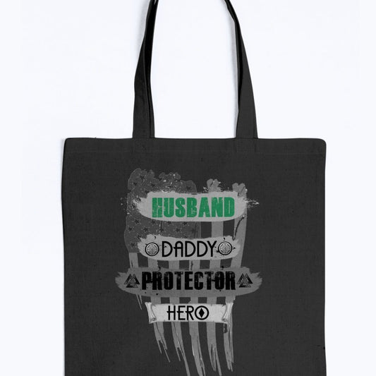 Husband - Daddy - Protector - Hero Tote - Green / Black USA