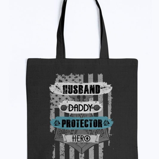 Husband - Daddy - Protector - Hero Tote - Light Blue USA
