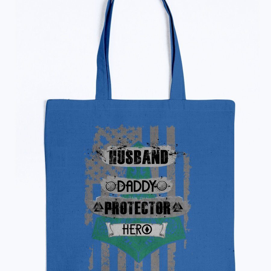 Husband - Daddy - Protector - Hero Tote - Green / Black USA
