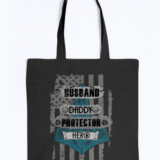 Husband - Daddy - Protector - Hero Tote - Blue / Grey USA