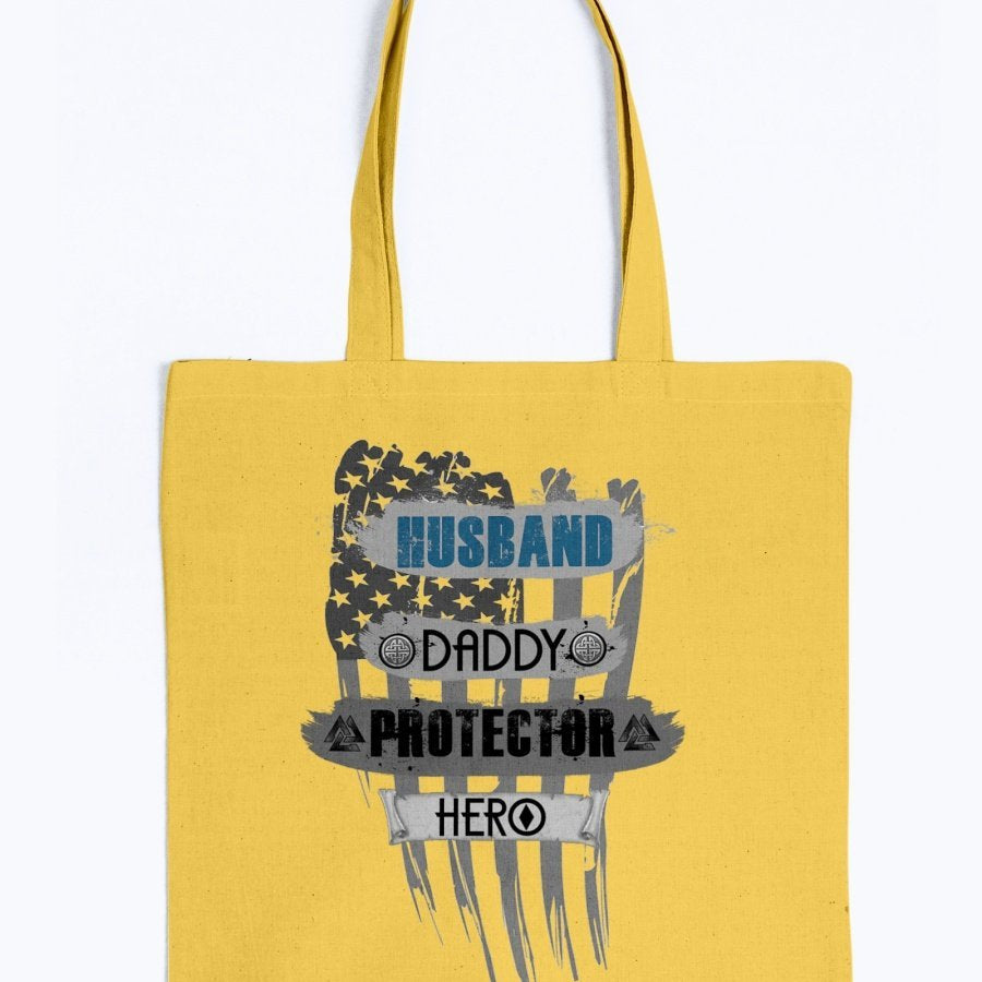 Husband - Daddy - Protector - Hero Tote - Blue / Black USA
