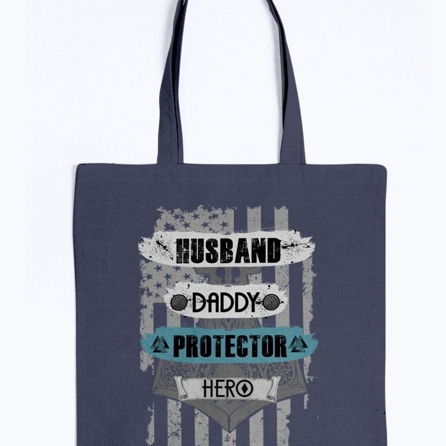 Husband - Daddy - Protector - Hero Tote - Light Blue USA