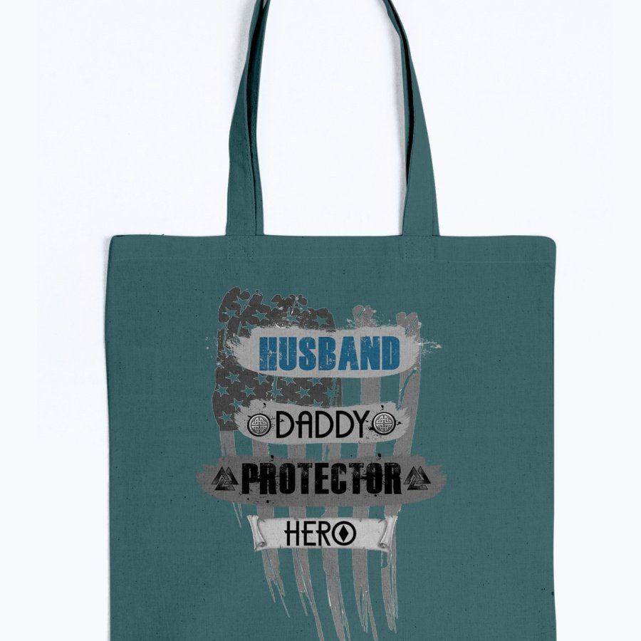 Husband - Daddy - Protector - Hero Tote - Blue / Black USA