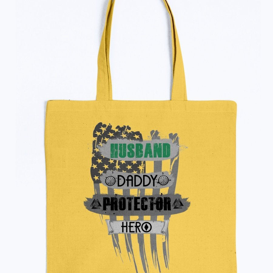 Husband - Daddy - Protector - Hero Tote - Green / Black USA