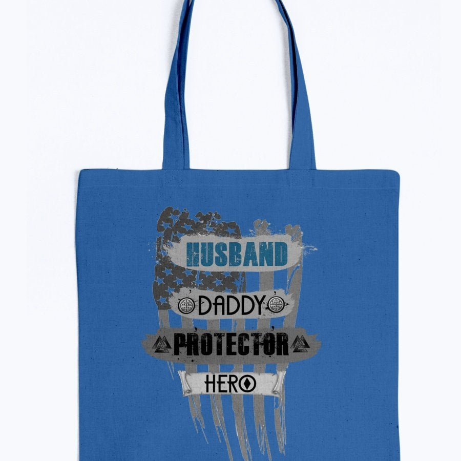 Husband - Daddy - Protector - Hero Tote - Blue / Black USA