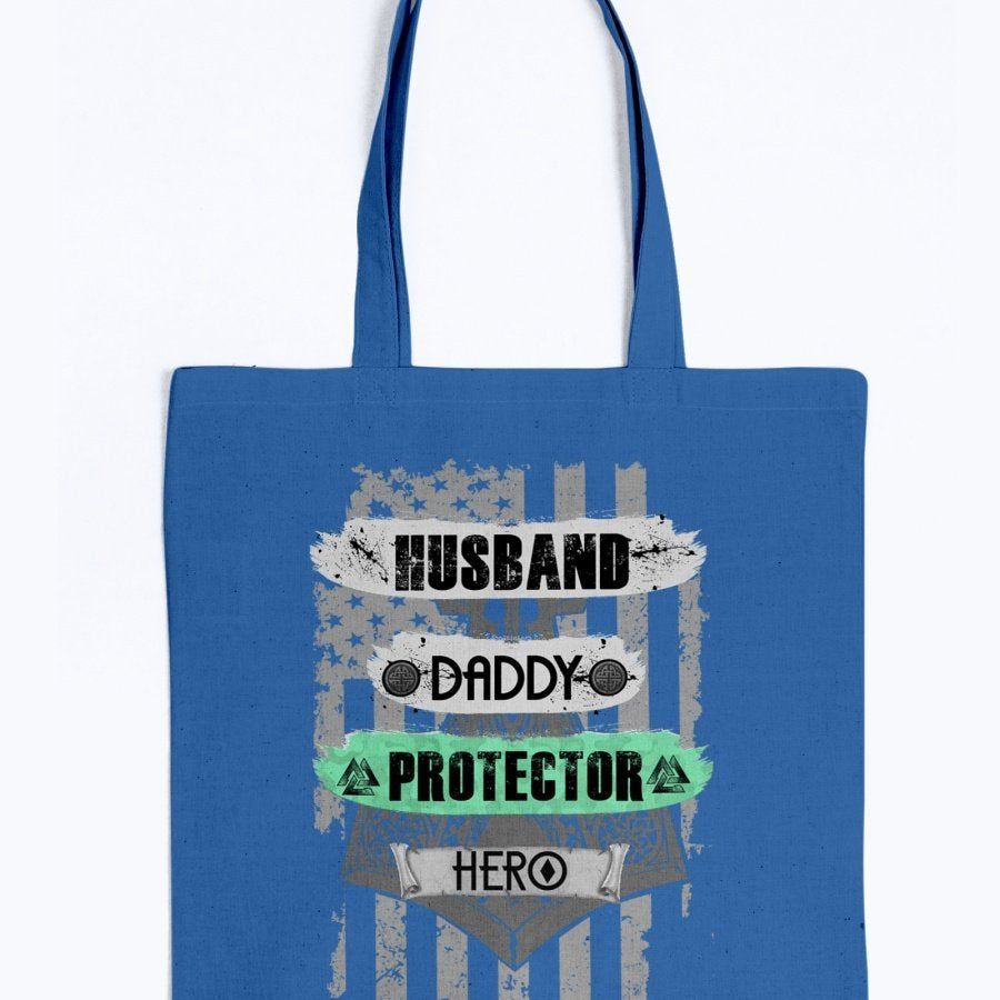 Husband - Daddy - Protector - Hero Tote - Light Green USA