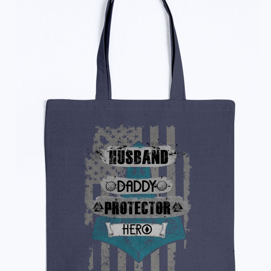 Husband - Daddy - Protector - Hero Tote - Blue / Grey USA