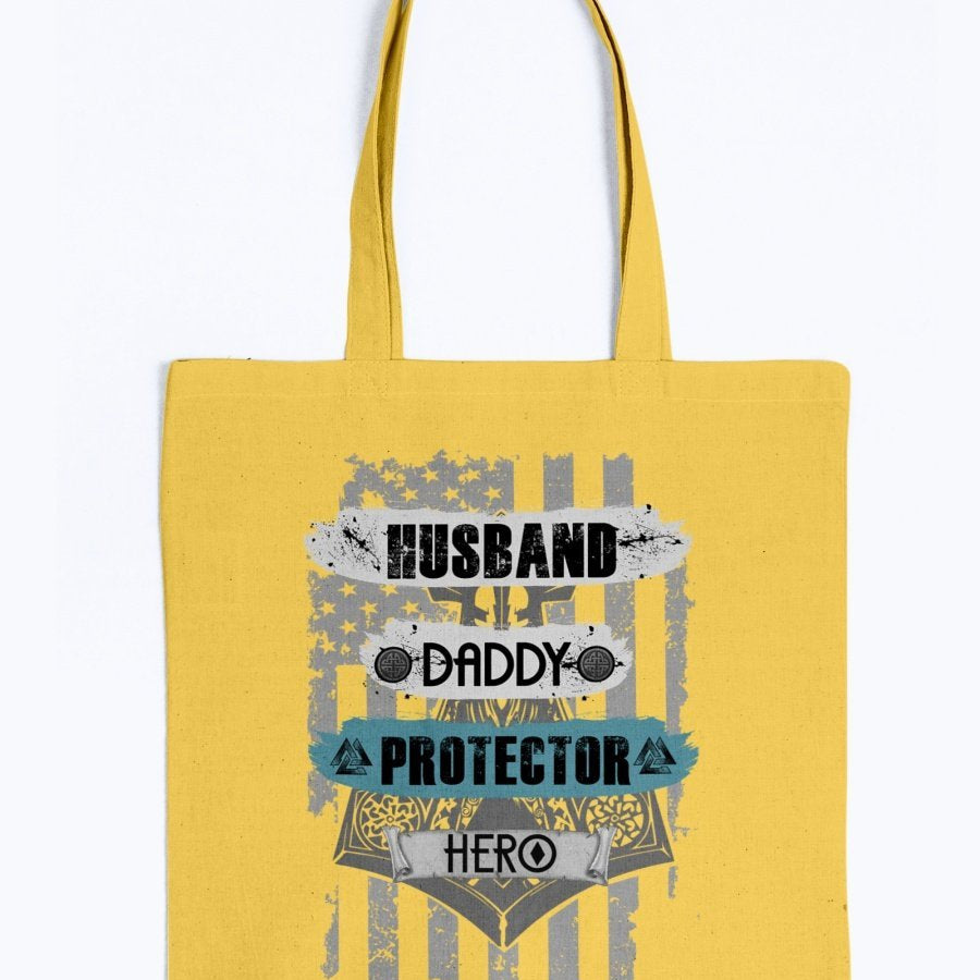Husband - Daddy - Protector - Hero Tote - Light Blue USA