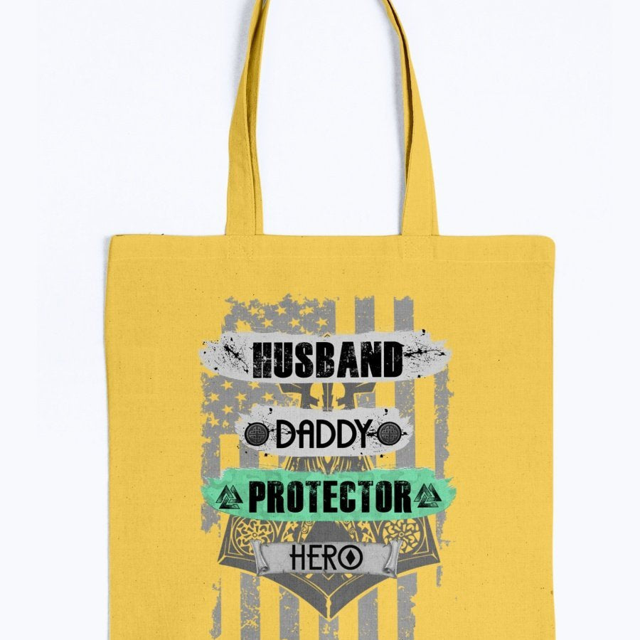 Husband - Daddy - Protector - Hero Tote - Light Green USA