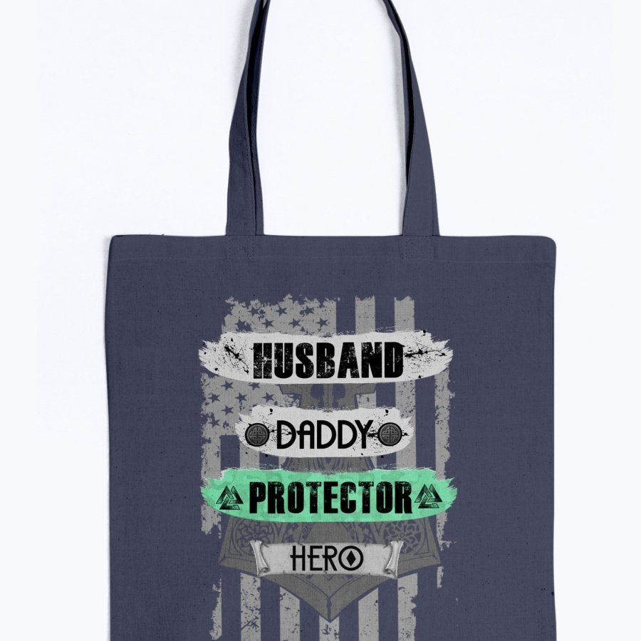 Husband - Daddy - Protector - Hero Tote - Light Green USA