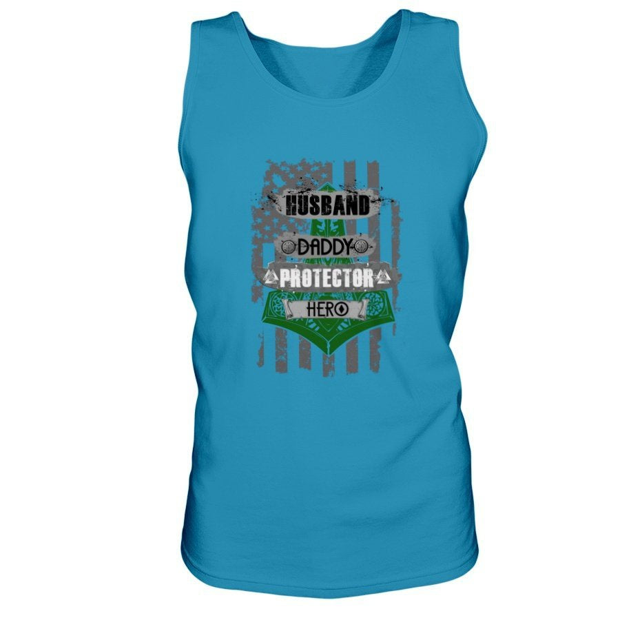 Husband - Daddy - Protector - Hero Ultra Cotton Tank - Bright Green USA