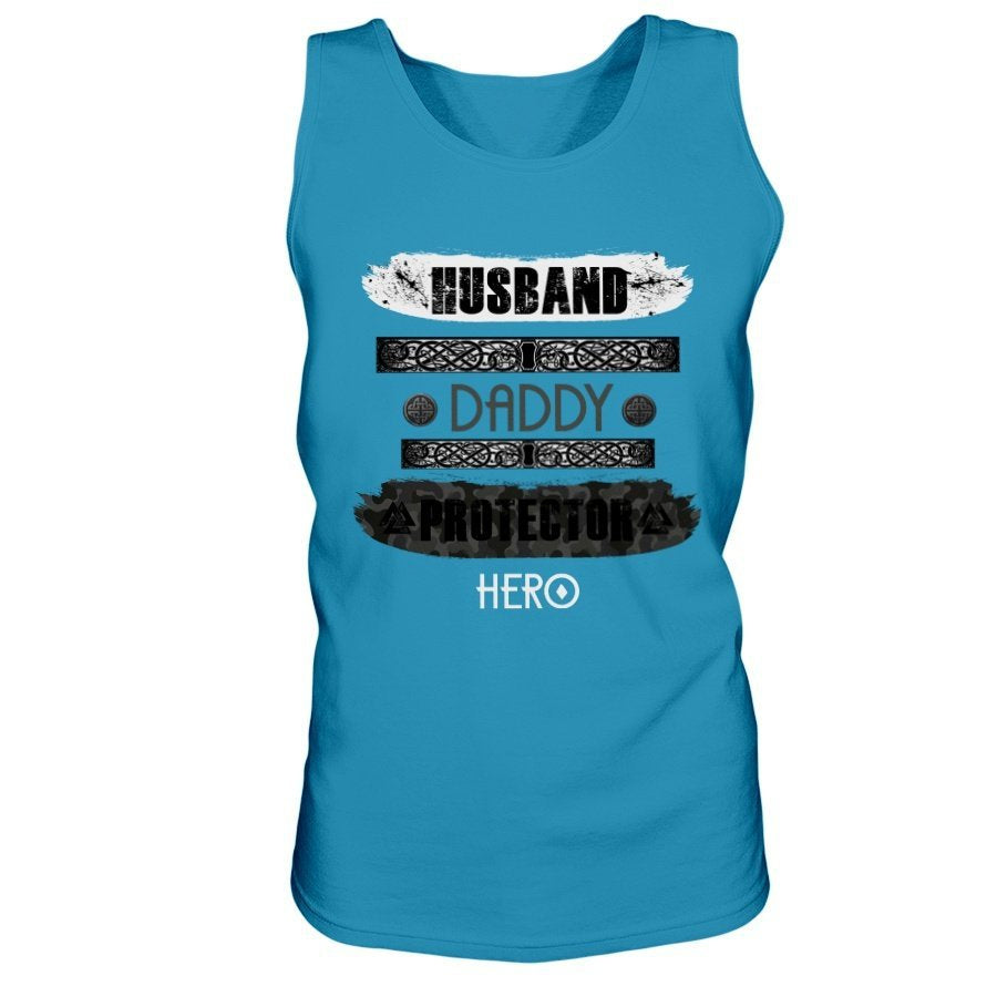 Husband - Daddy - Protector - Hero Ultra Cotton Tank - White / Black