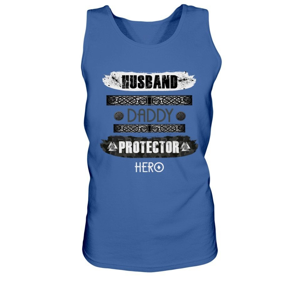 Husband - Daddy - Protector - Hero Ultra Cotton Tank - Black / White