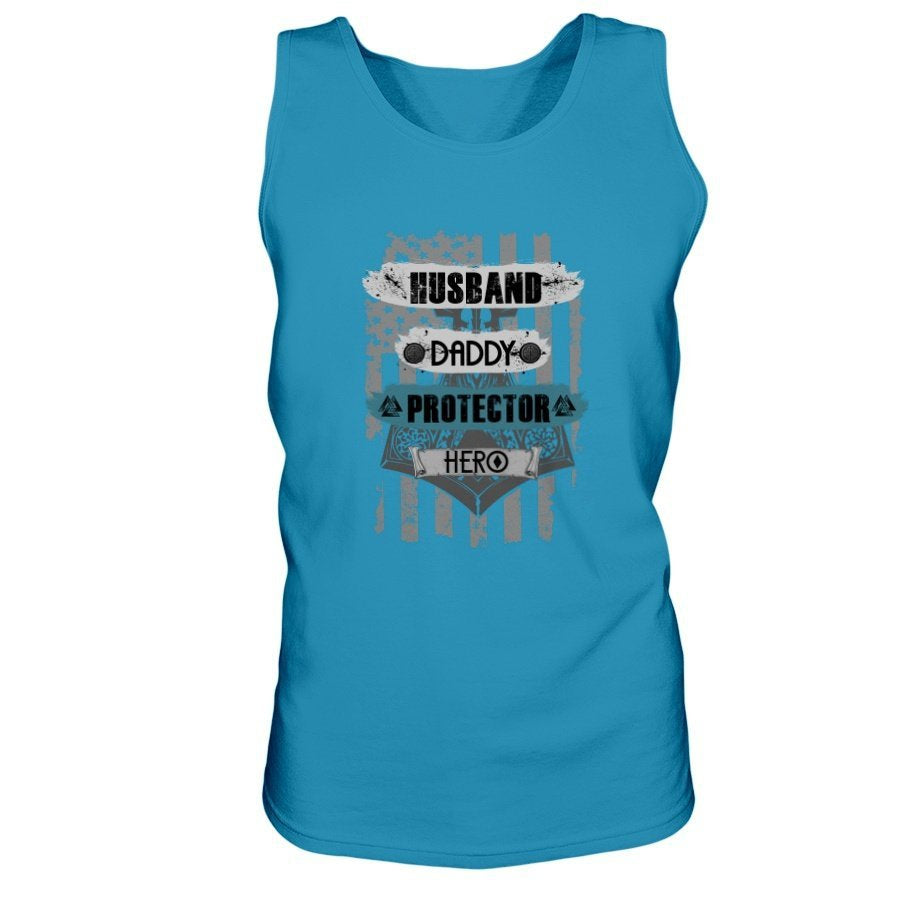 Husband - Daddy - Protector - Hero Ultra Cotton Tank - Light Blue USA
