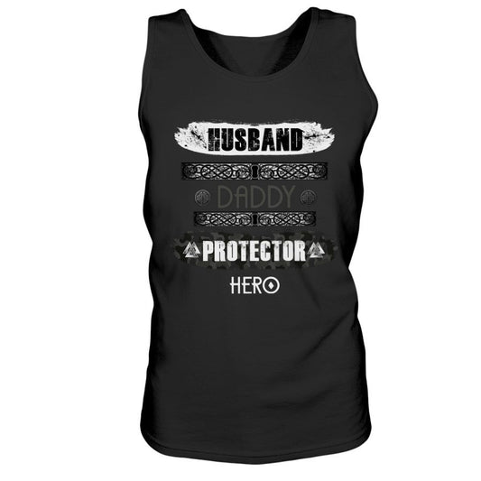 Husband - Daddy - Protector - Hero Ultra Cotton Tank - Black / White