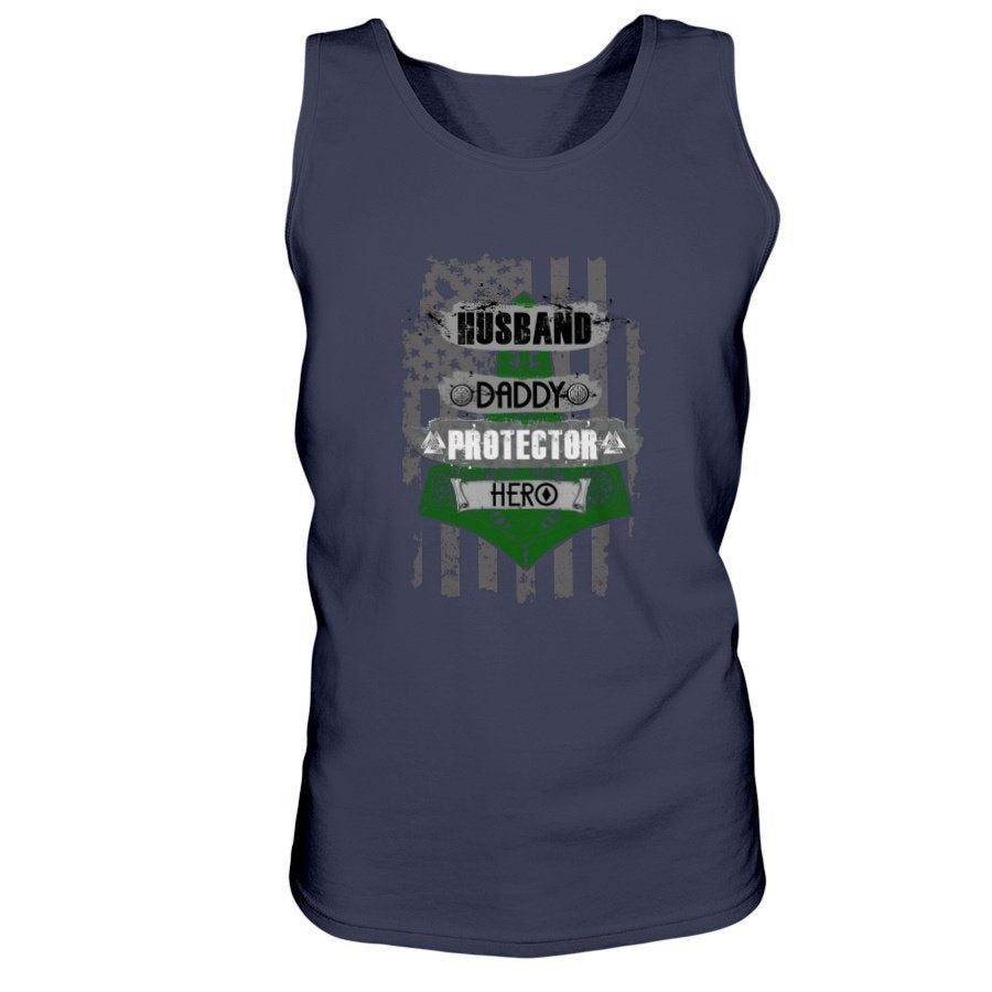 Husband - Daddy - Protector - Hero Ultra Cotton Tank - Bright Green USA