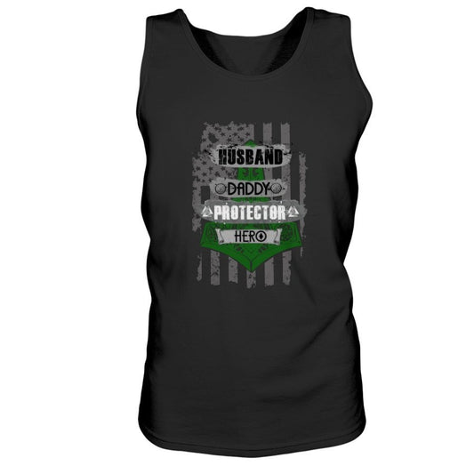 Husband - Daddy - Protector - Hero Ultra Cotton Tank - Bright Green USA