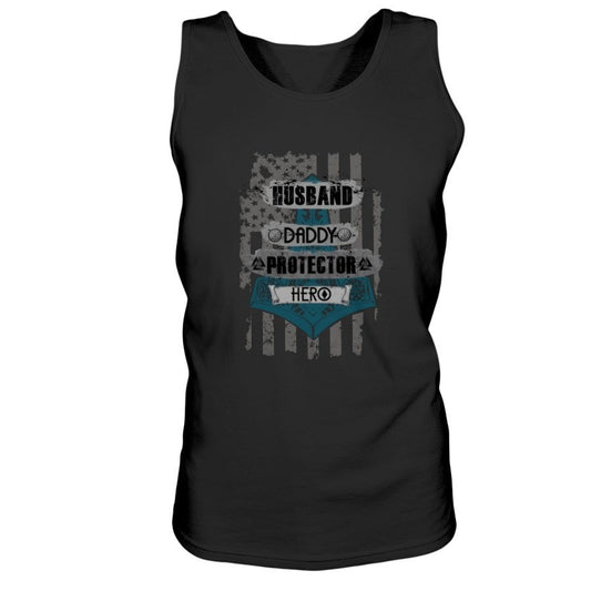 Husband - Daddy - Protector - Hero Ultra Cotton Tank - USA Blue