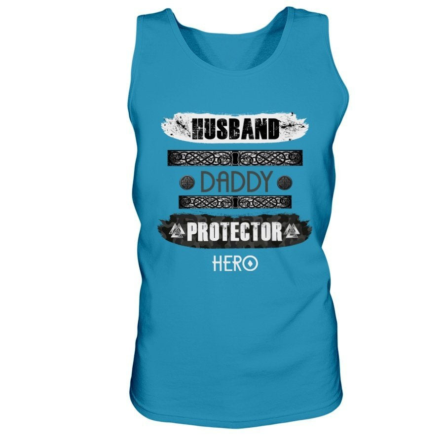 Husband - Daddy - Protector - Hero Ultra Cotton Tank - Black / White