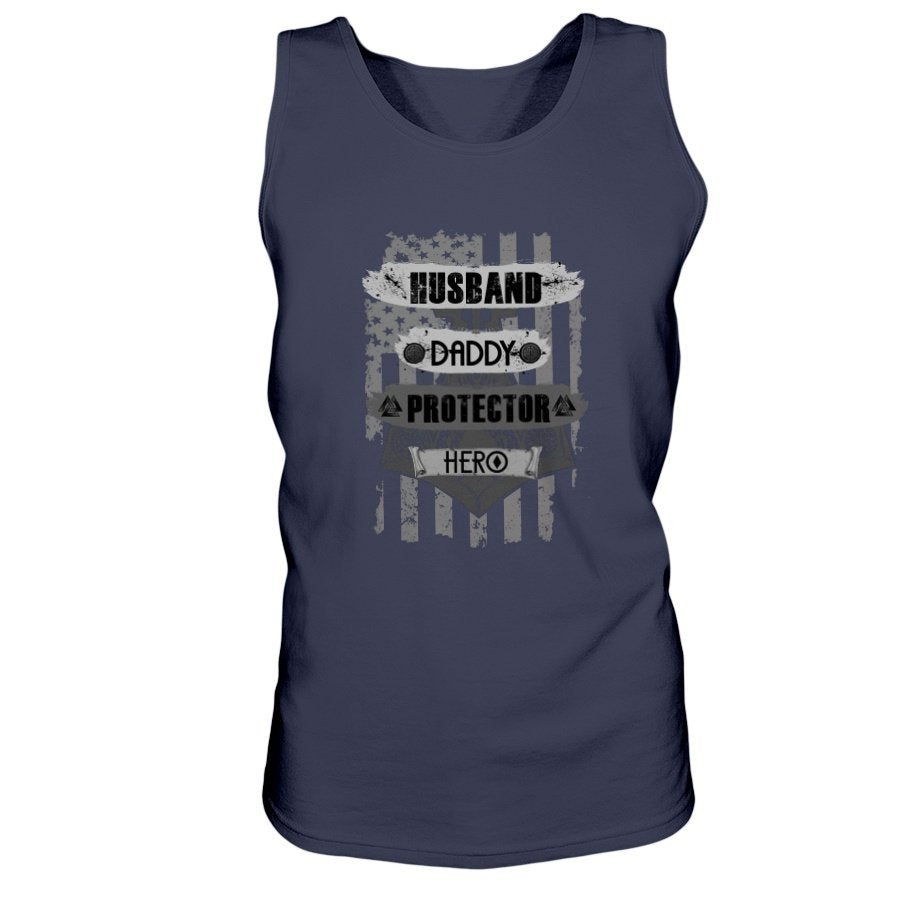 Husband - Daddy - Protector - Hero Ultra Cotton Tank - USA Grey
