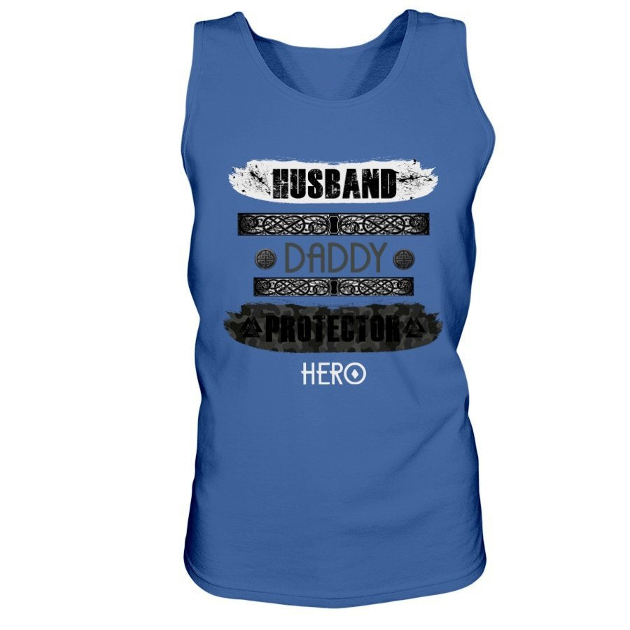 Husband - Daddy - Protector - Hero Ultra Cotton Tank - White / Black