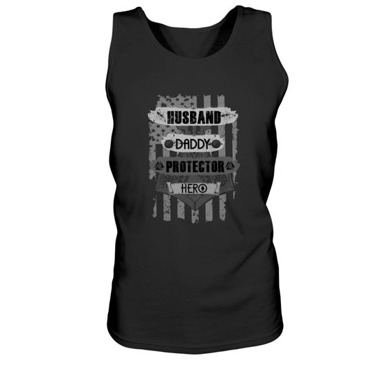 Husband - Daddy - Protector - Hero Ultra Cotton Tank - USA Grey