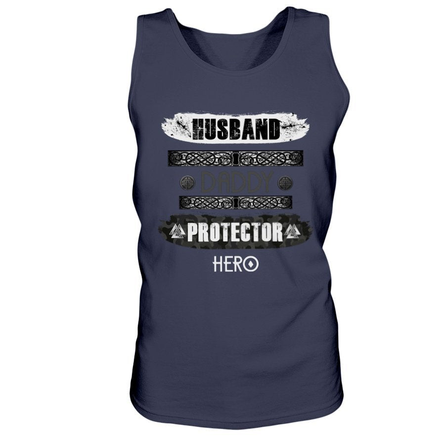 Husband - Daddy - Protector - Hero Ultra Cotton Tank - Black / White