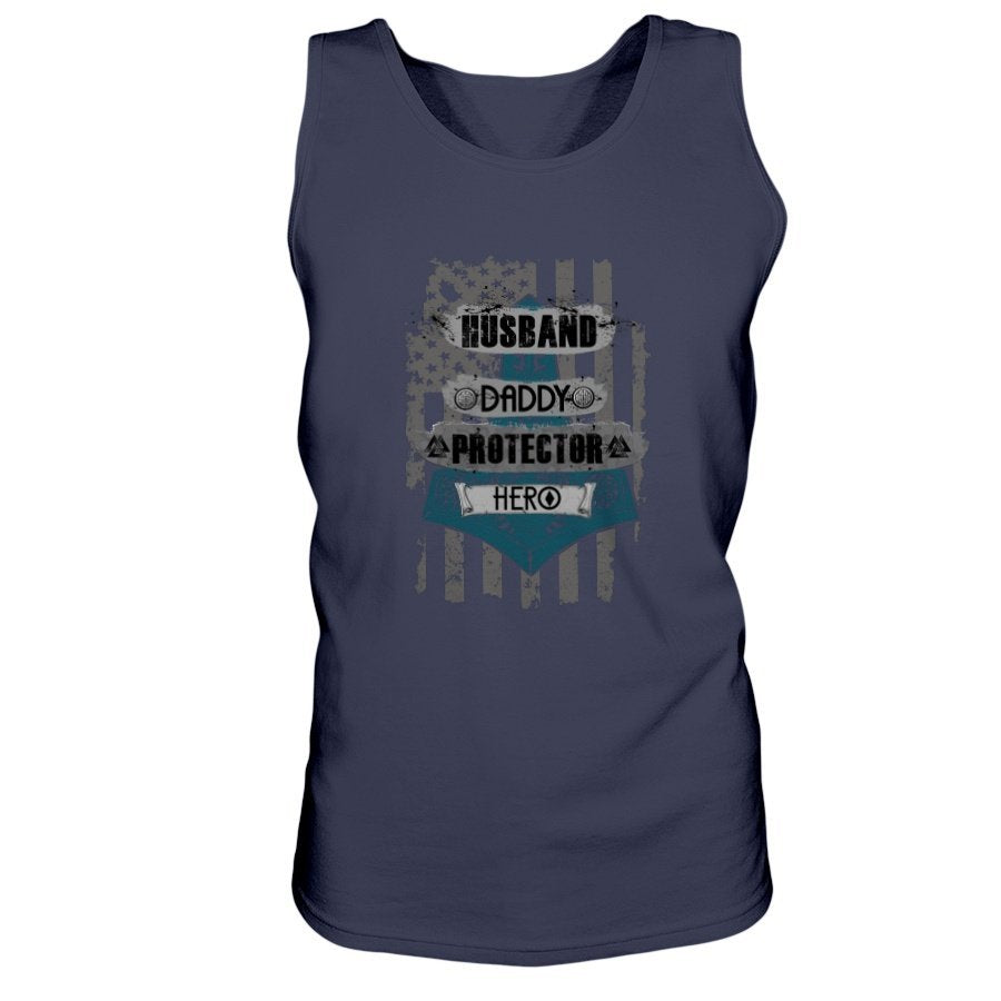 Husband - Daddy - Protector - Hero Ultra Cotton Tank - USA Blue