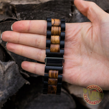 Ivar Viking Wooden Watch with Helm of Awe Viking Symbol & Engraved Die in Battle & Go To Valhalla Saying - VikingsBrand