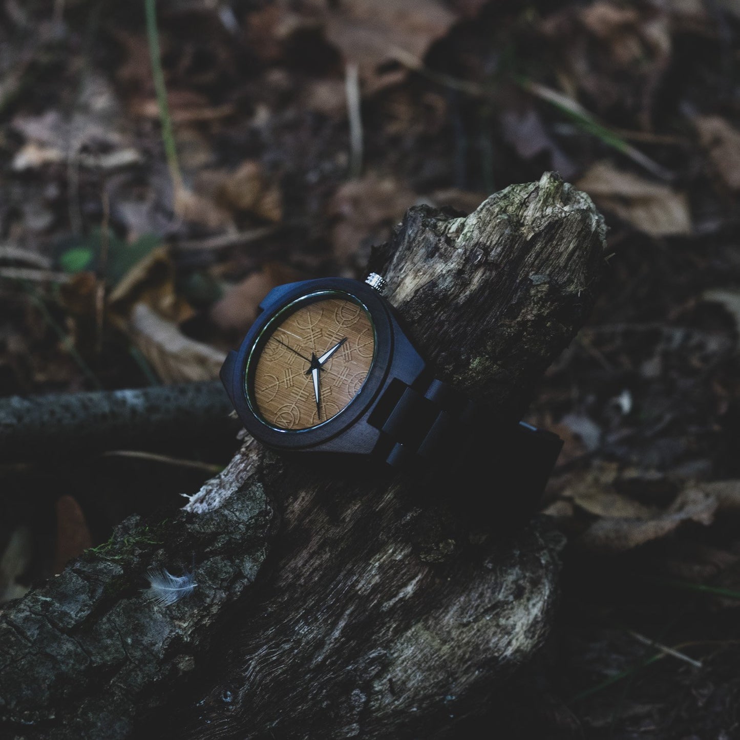 Jarl Viking Wooden Watch with Helm of Awe Viking Symbol - VikingsBrand