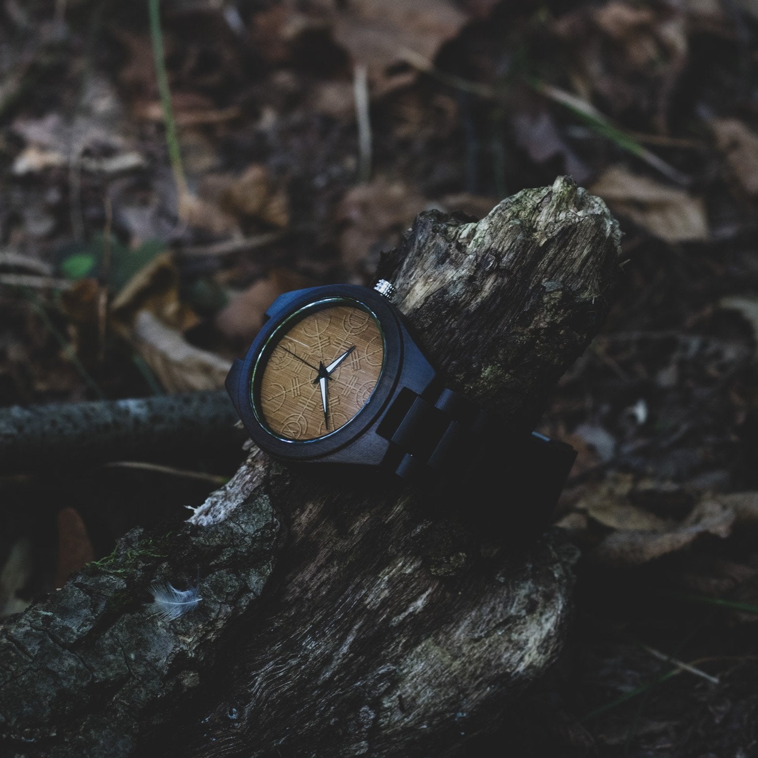 Jarl Viking Wooden Watch with Helm of Awe Viking Symbol - VikingsBrand