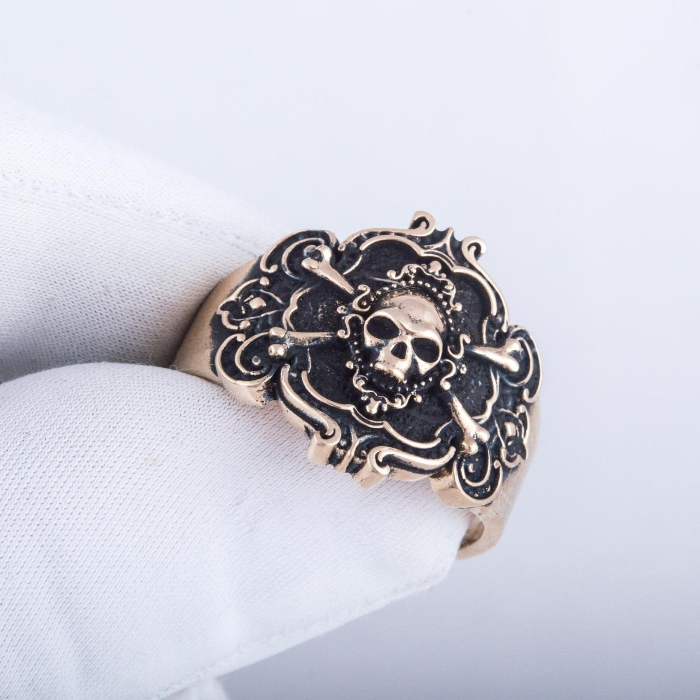 Jolly Roger Bronze Ring Unique Handmade Jewelry