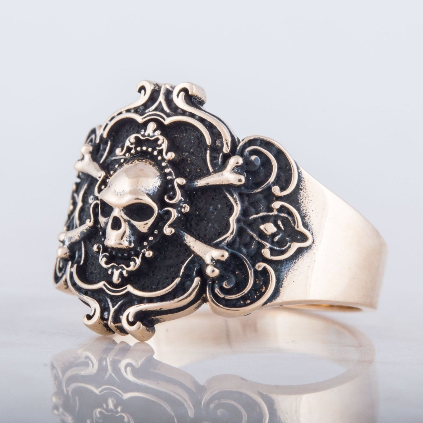 Jolly Roger Bronze Ring Unique Handmade Jewelry