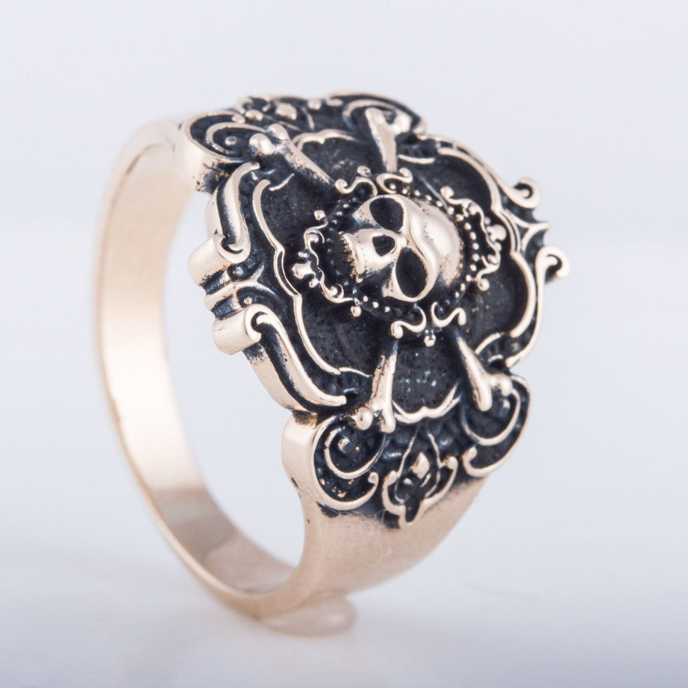 Jolly Roger Bronze Ring Unique Handmade Jewelry