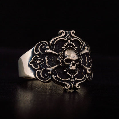 Jolly Roger Bronze Ring Unique Handmade Jewelry
