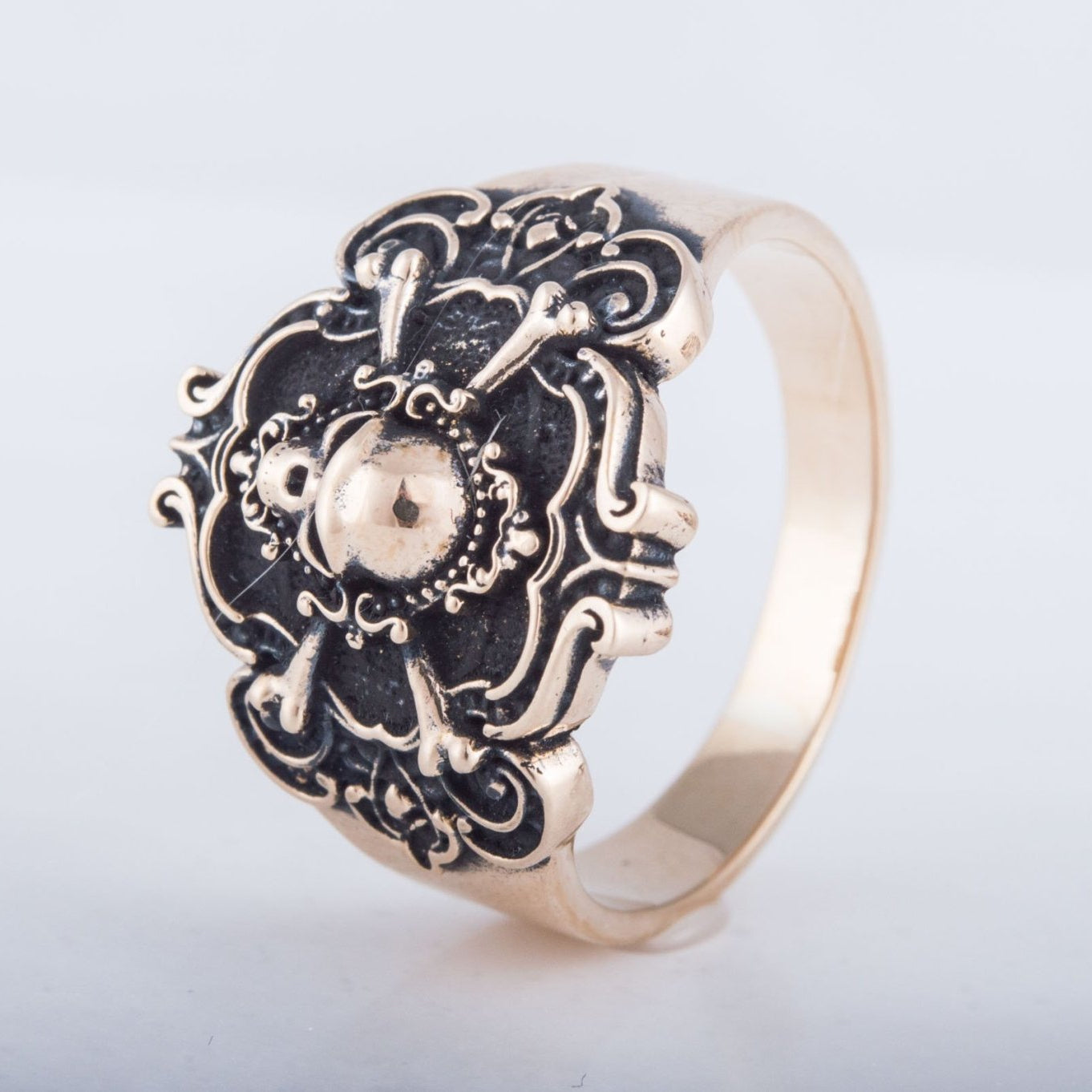 Jolly Roger Bronze Ring Unique Handmade Jewelry
