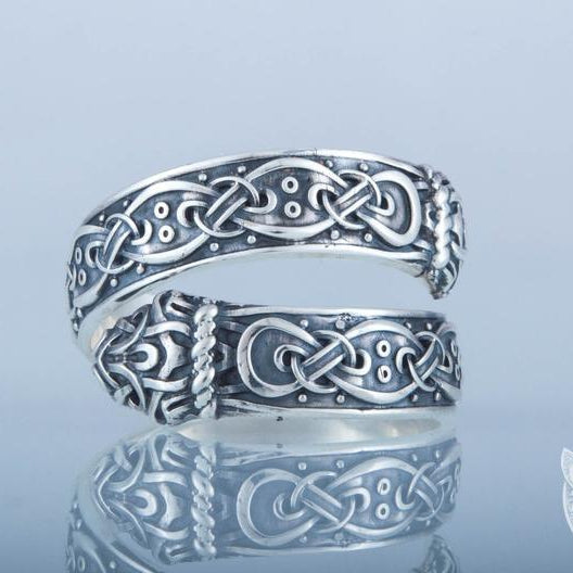 Jormungand Norse Serpent 925 Sterling Silver Viking Ring - VikingsBrand