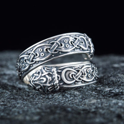 Jormungand Norse Serpent 925 Sterling Silver Viking Ring - VikingsBrand