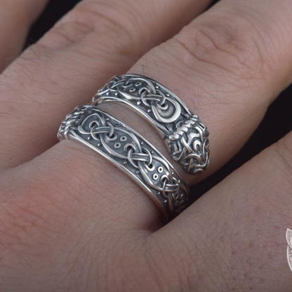 Jormungand Norse Serpent 925 Sterling Silver Viking Ring - VikingsBrand