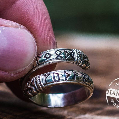 Jormungand Ring with Elder Futhark Runes - VikingsBrand