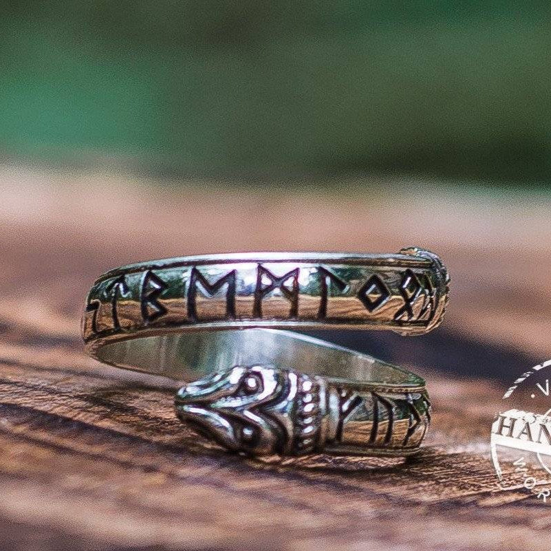 Jormungand Ring with Elder Futhark Runes - VikingsBrand
