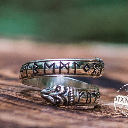 Jormungand Ring with Elder Futhark Runes - VikingsBrand