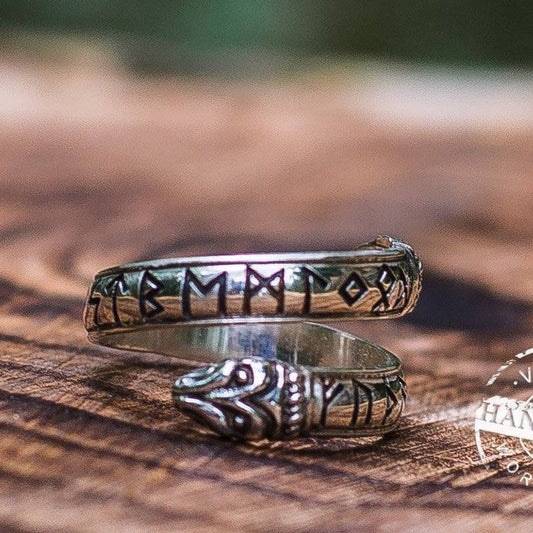 Jormungand Ring with Elder Futhark Runes - VikingsBrand