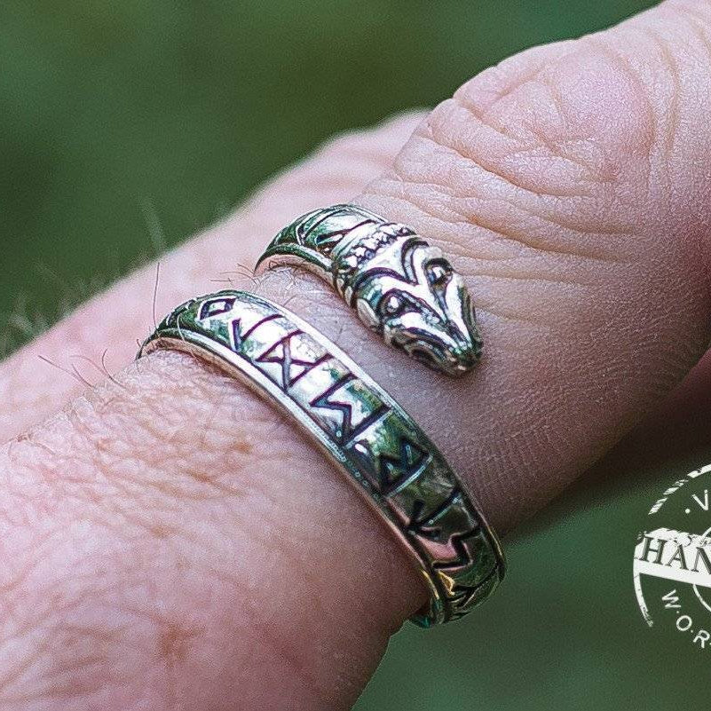Jormungand Ring with Elder Futhark Runes - VikingsBrand