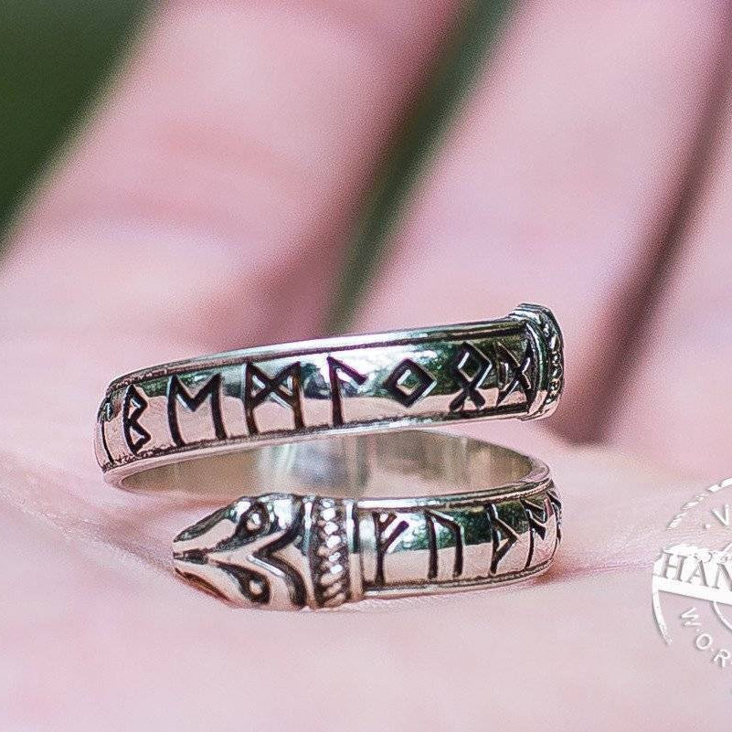 Jormungand Ring with Elder Futhark Runes - VikingsBrand