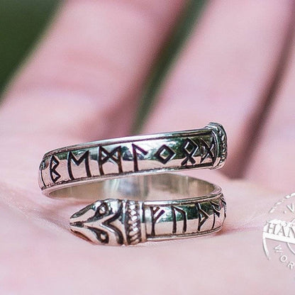 Jormungand Ring with Elder Futhark Runes - VikingsBrand