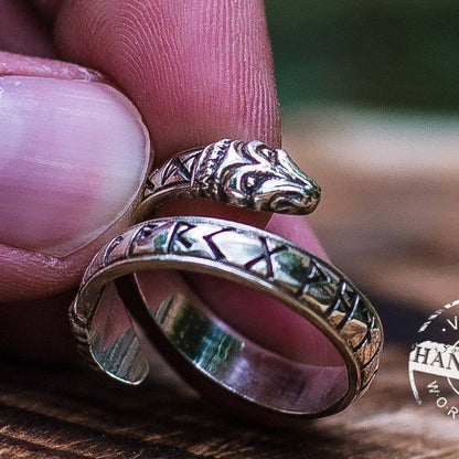 Jormungand Ring with Elder Futhark Runes - VikingsBrand