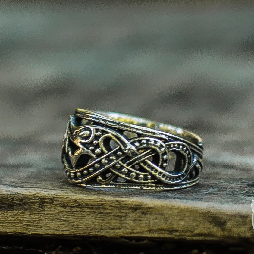 Jormungandr 925 Sterling Silver Handcrafted Norse Ring - VikingsBrand