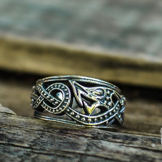 Jormungandr 925 Sterling Silver Handcrafted Norse Ring - VikingsBrand